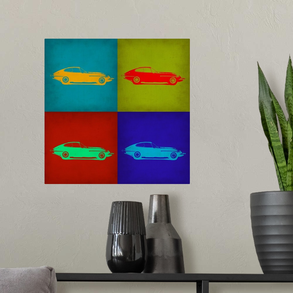 A modern room featuring Jaguar E Type Pop Art I