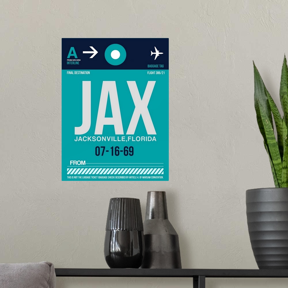 A modern room featuring JAX Jacksonville Luggage Tag II