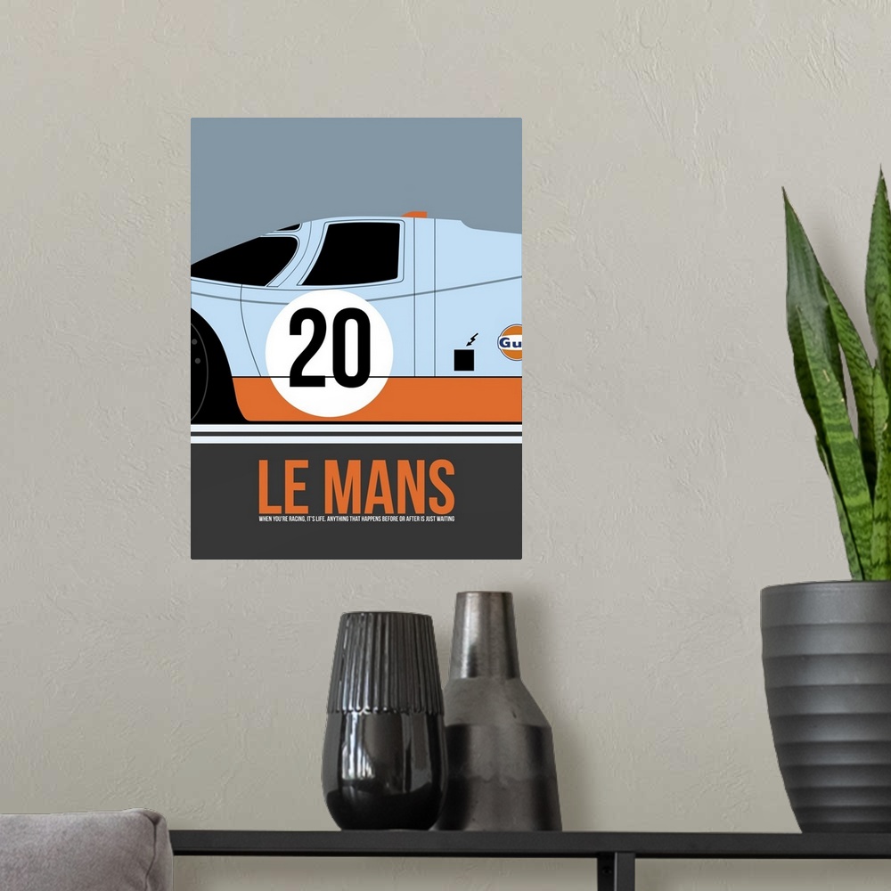A modern room featuring Le Mans Poster II