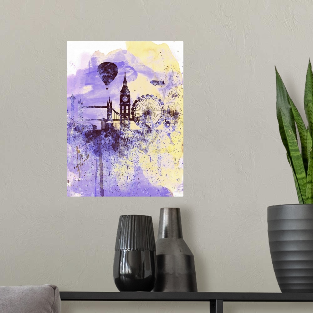 A modern room featuring London Watercolor Skyline