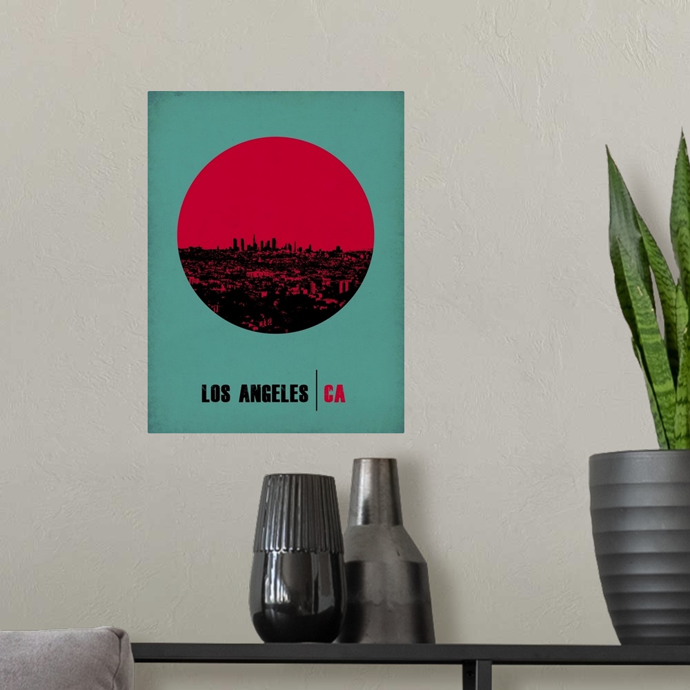 A modern room featuring Los Angeles Circle Poster I