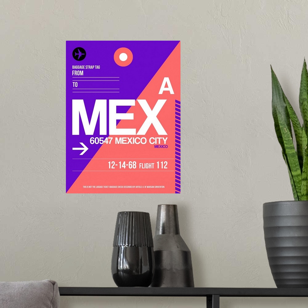 A modern room featuring MEX Mexico City Luggage Tag I