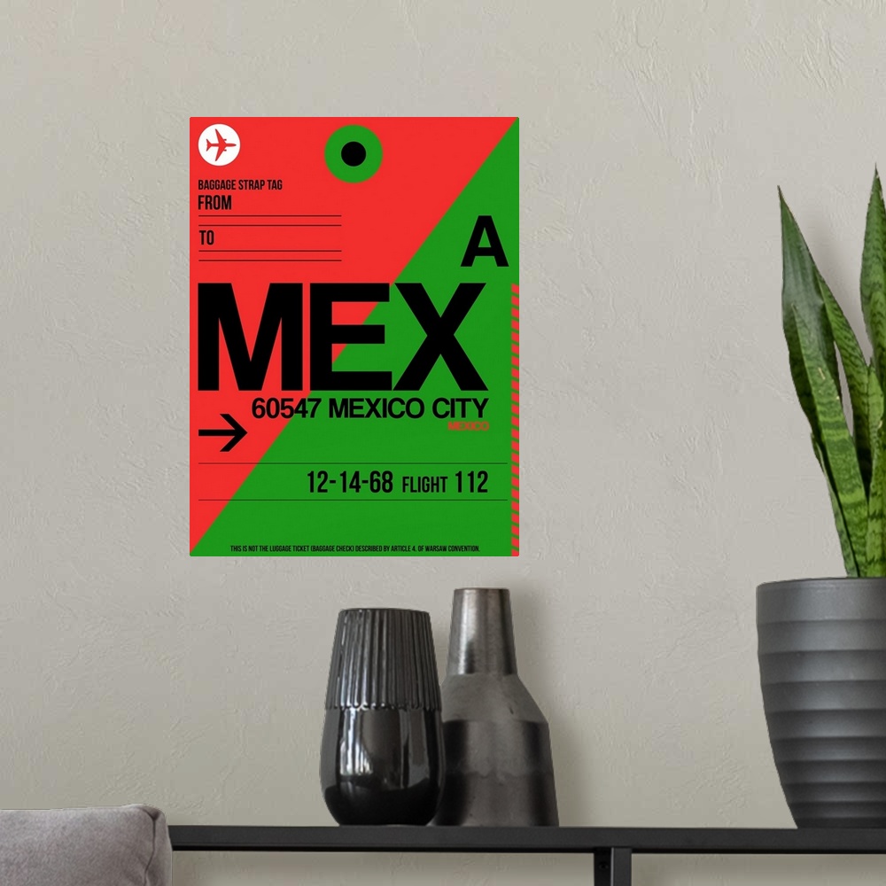 A modern room featuring MEX Mexico City Luggage Tag II