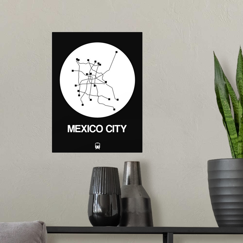 A modern room featuring Mexico City White Subway Map