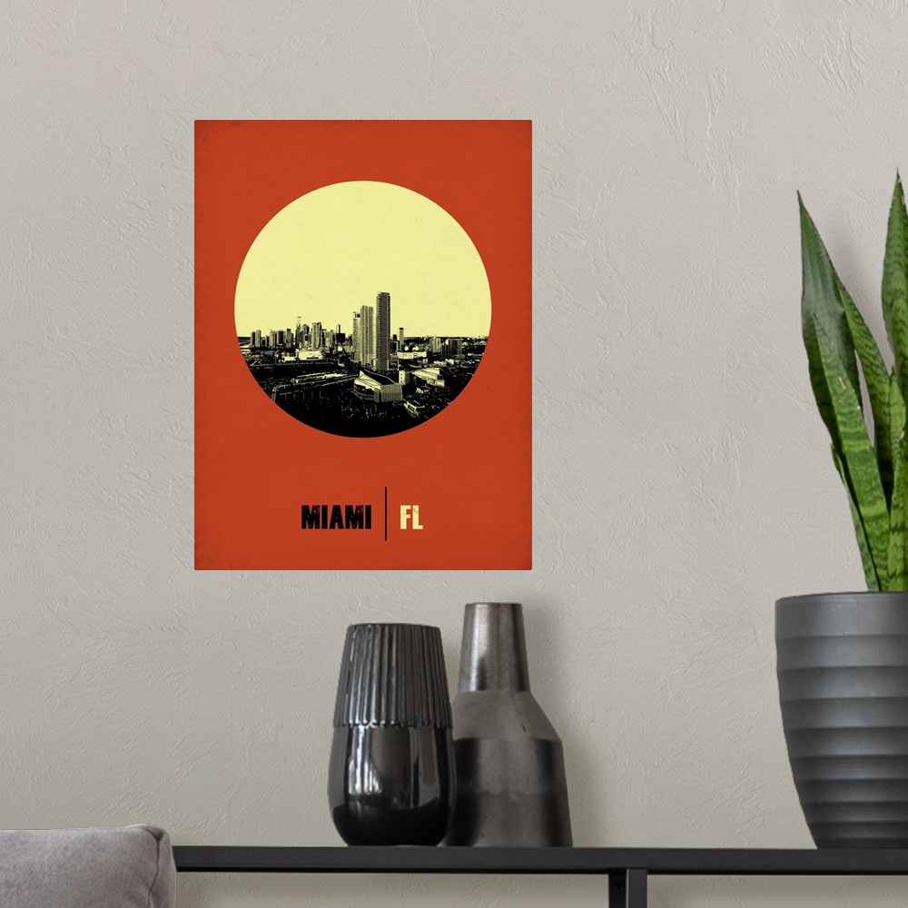 A modern room featuring Miami Circle Poster II