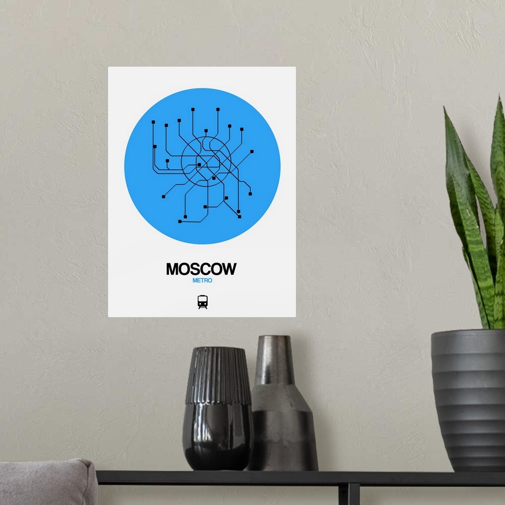 A modern room featuring Moscow Blue Subway Map