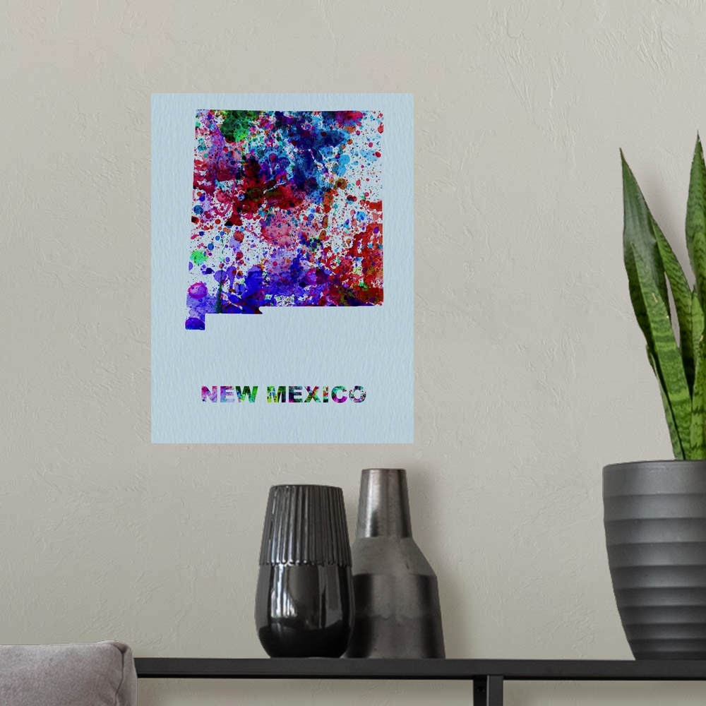 A modern room featuring New Mexico Color Splatter Map