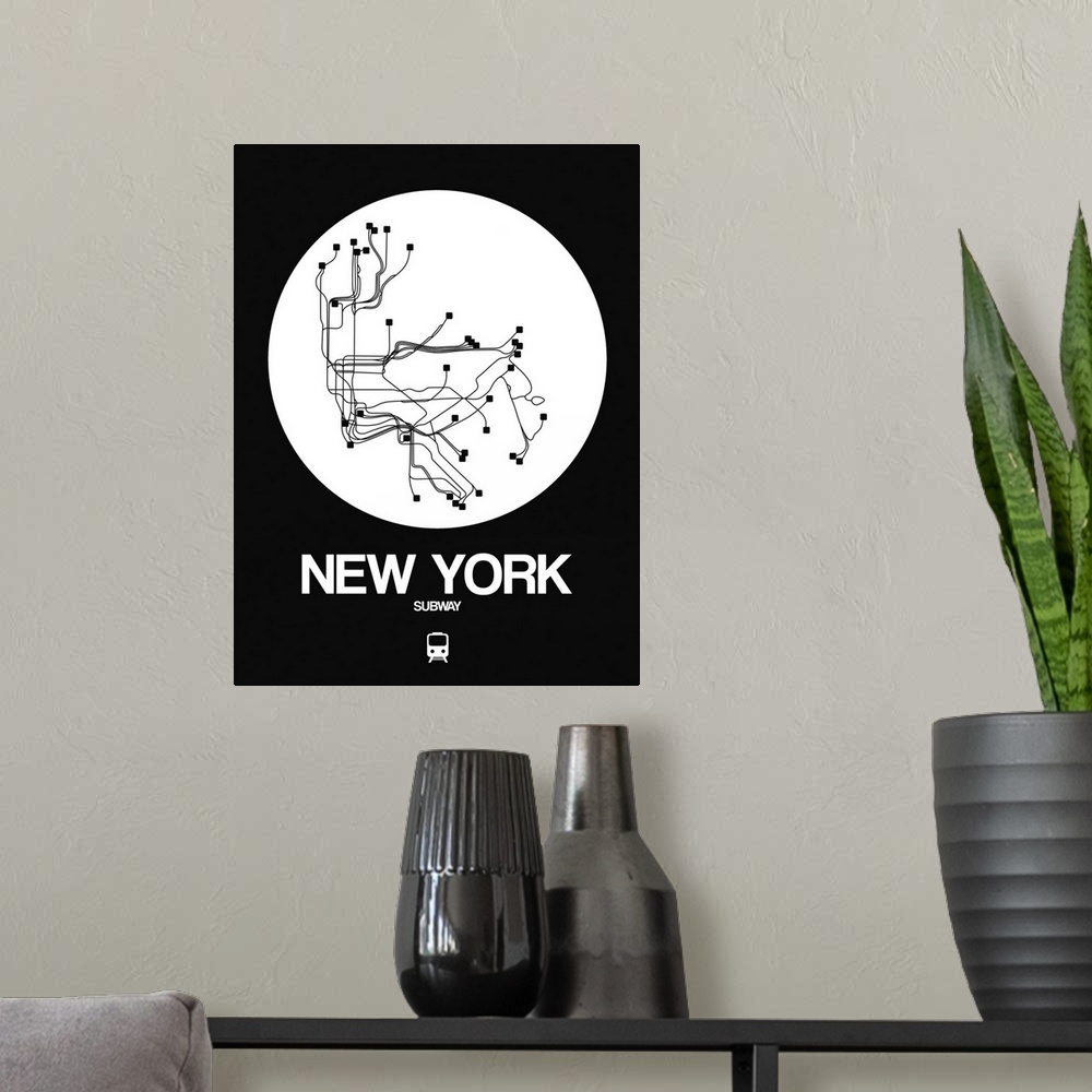A modern room featuring New York White Subway Map