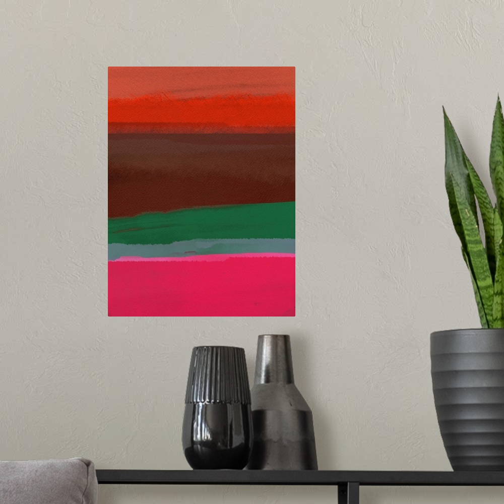 A modern room featuring Orange and Green Abstract