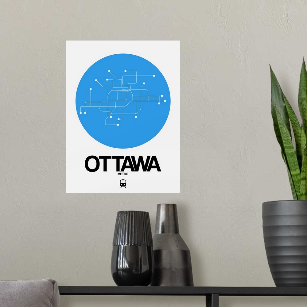 A modern room featuring Ottawa Blue Subway Map