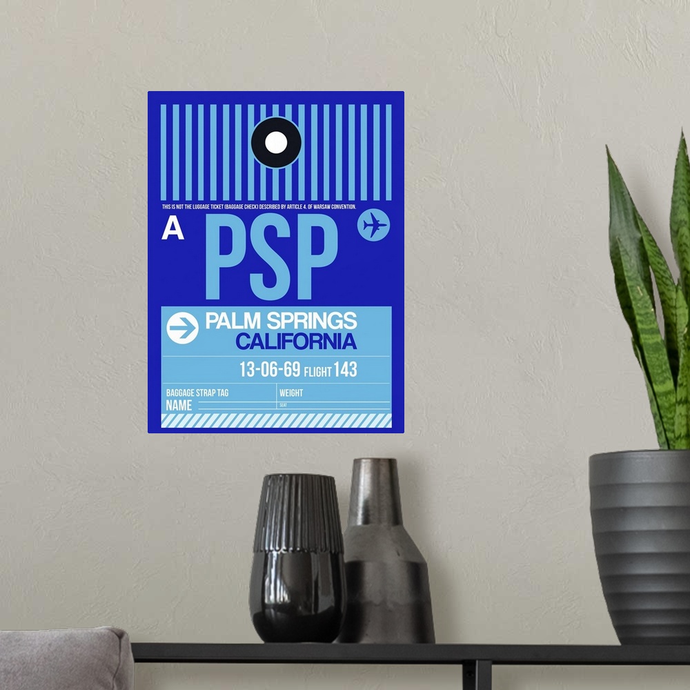 A modern room featuring PSP Palm Springs Luggage Tag II