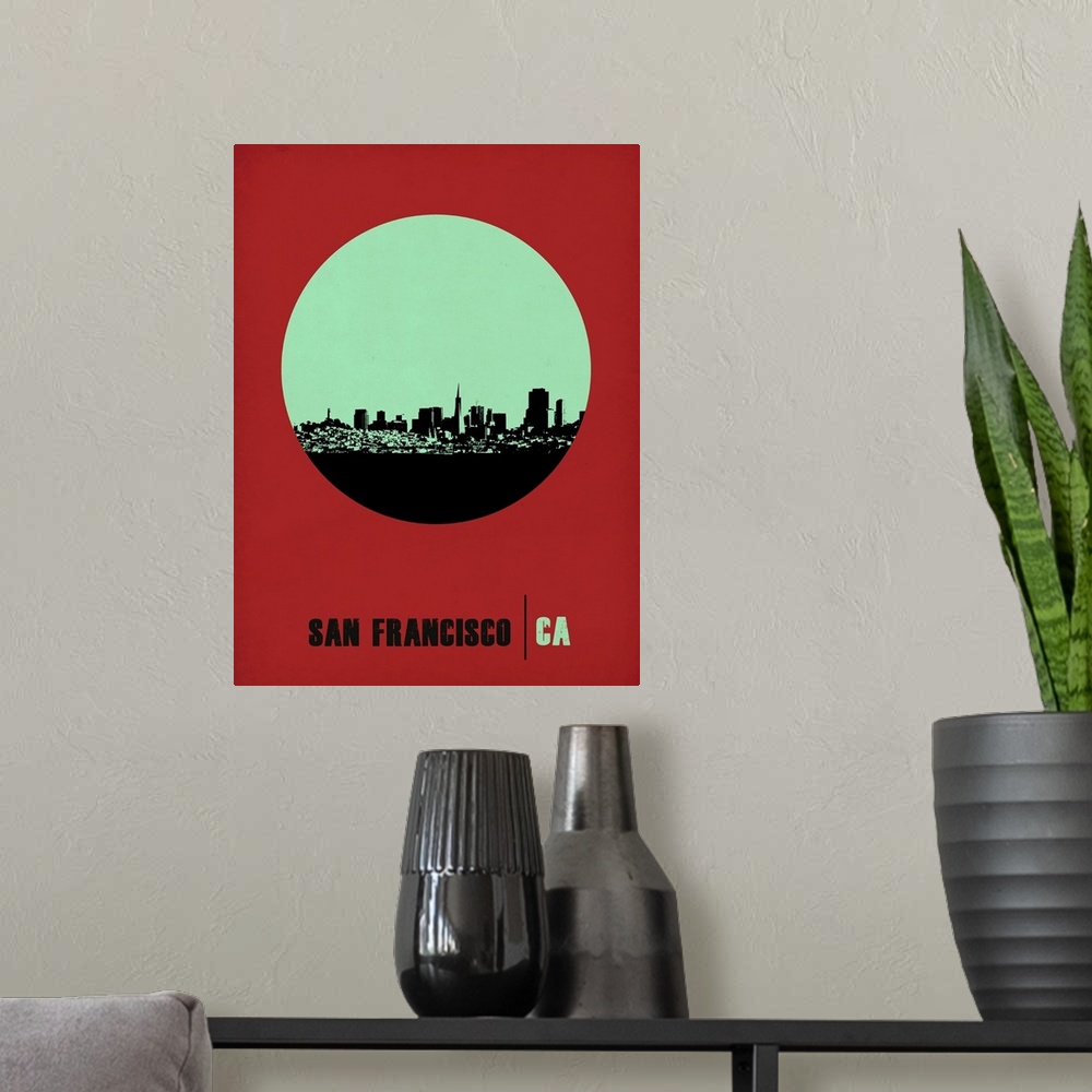 A modern room featuring San Francisco Circle Poster I