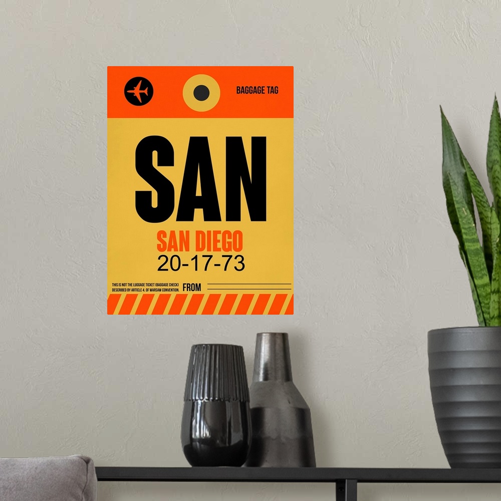 A modern room featuring SAN San Diego Luggage Tag I