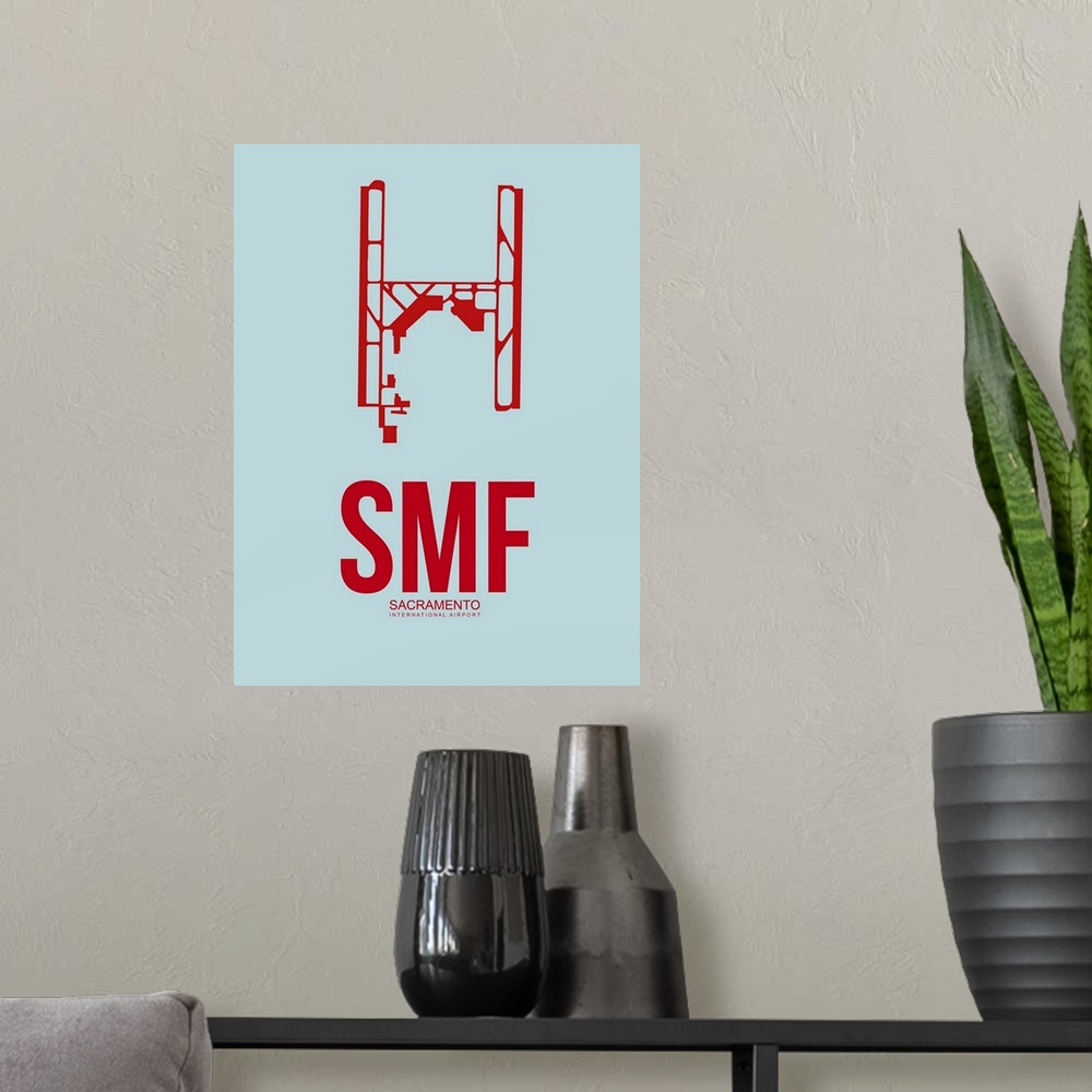 A modern room featuring SMF Sacramento Poster II