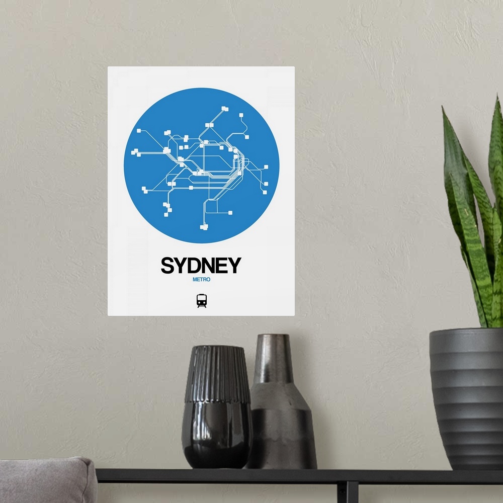 A modern room featuring Sydney Blue Subway Map