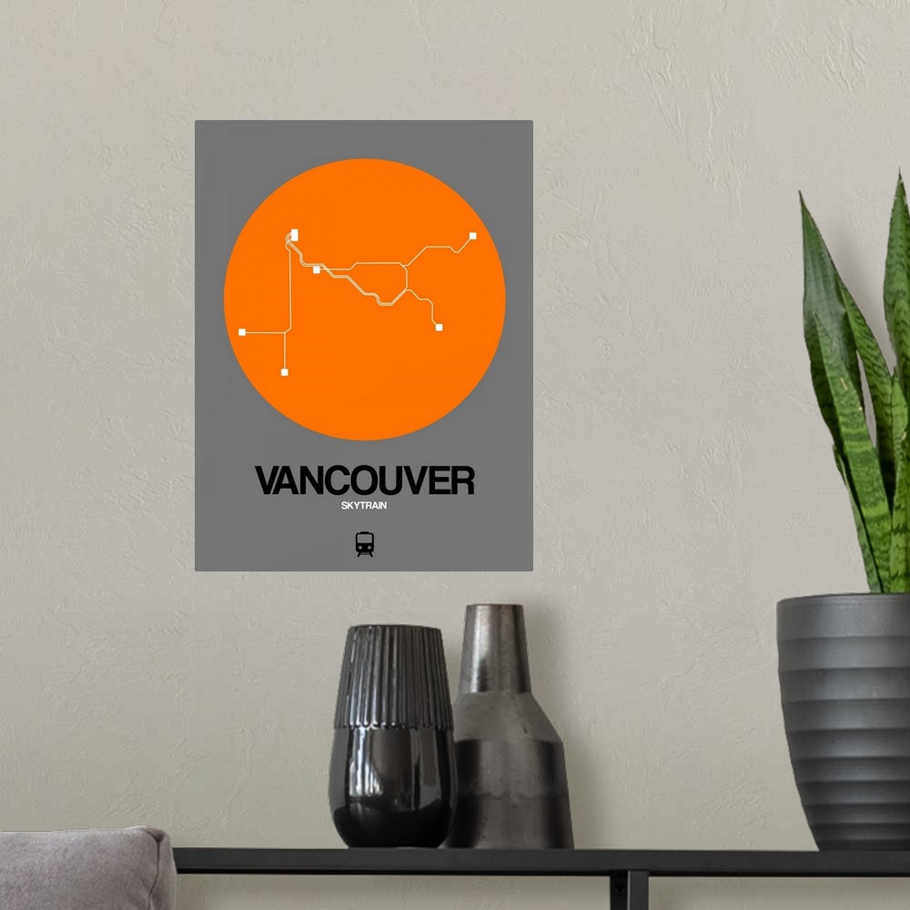 A modern room featuring Vancouver Orange Subway Map