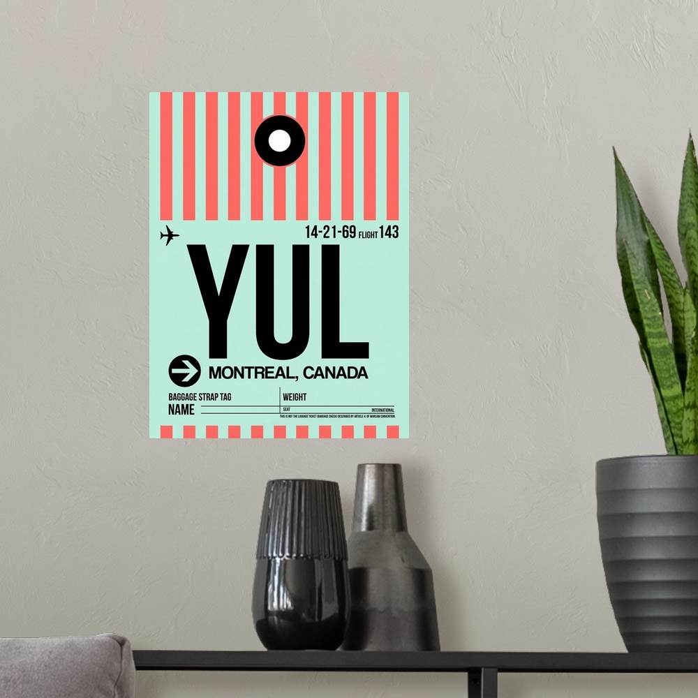 A modern room featuring YUL Montreal Luggage Tag II