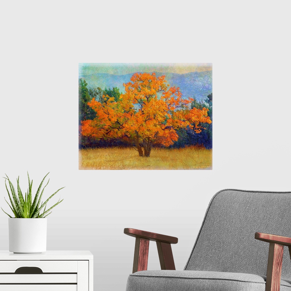 A modern room featuring Autumn Apricot Tree