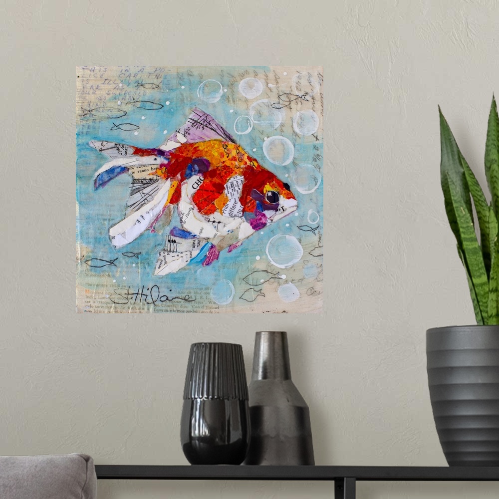 A modern room featuring Fan Tail Goldfish