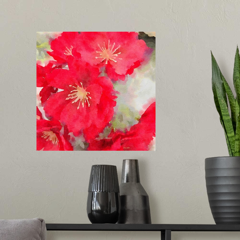 A modern room featuring Red Flower II