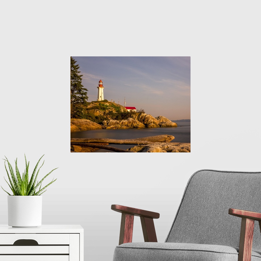 A modern room featuring Sunset at Lighthouse Park, West Vancouver, British Columbia, Canada