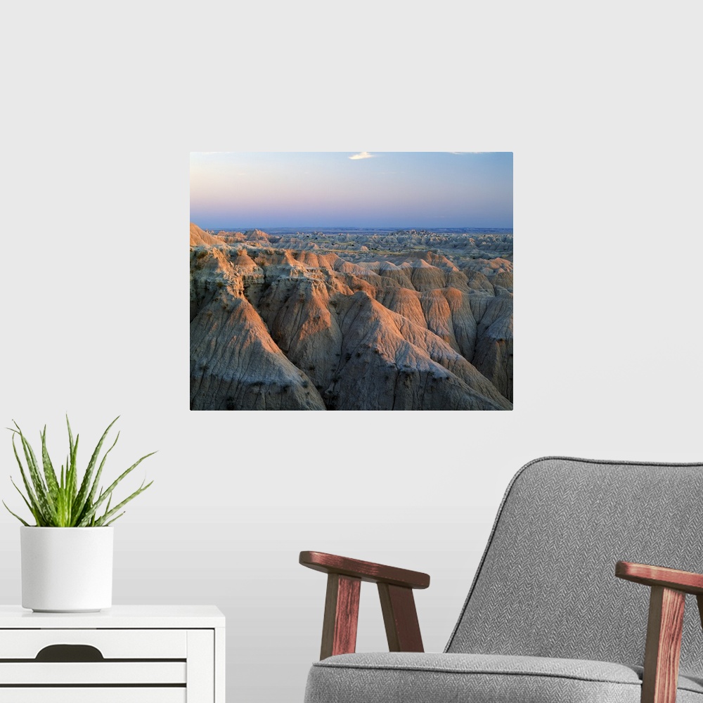 A modern room featuring Badlands rock formations, Sage Creek Wilderness Area, South Dakota