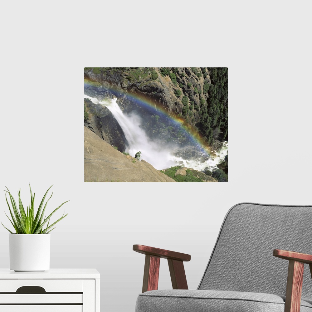 A modern room featuring California, Yosemite National Park, Panoramic view of the waterfall from the mountain