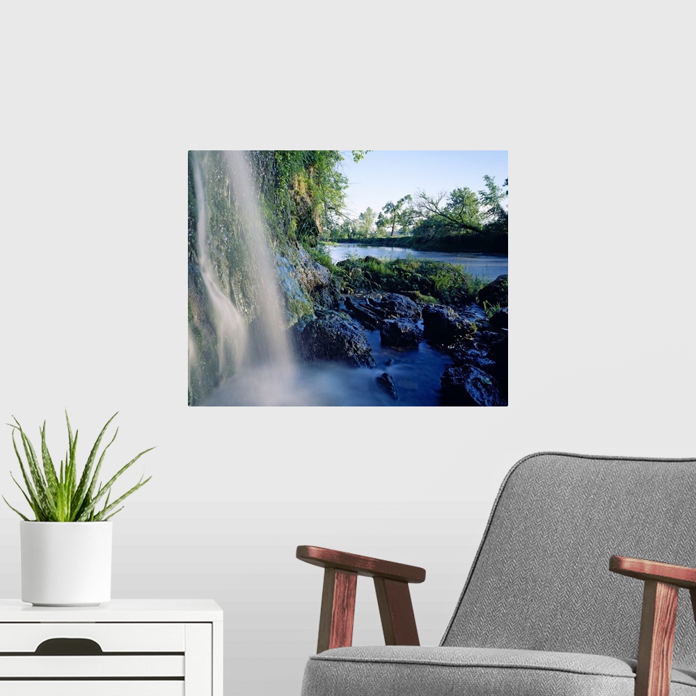 A modern room featuring Cascade over mossy cliff, Malanaphy Springs, Malanaphy Springs State Preserve, Iowa