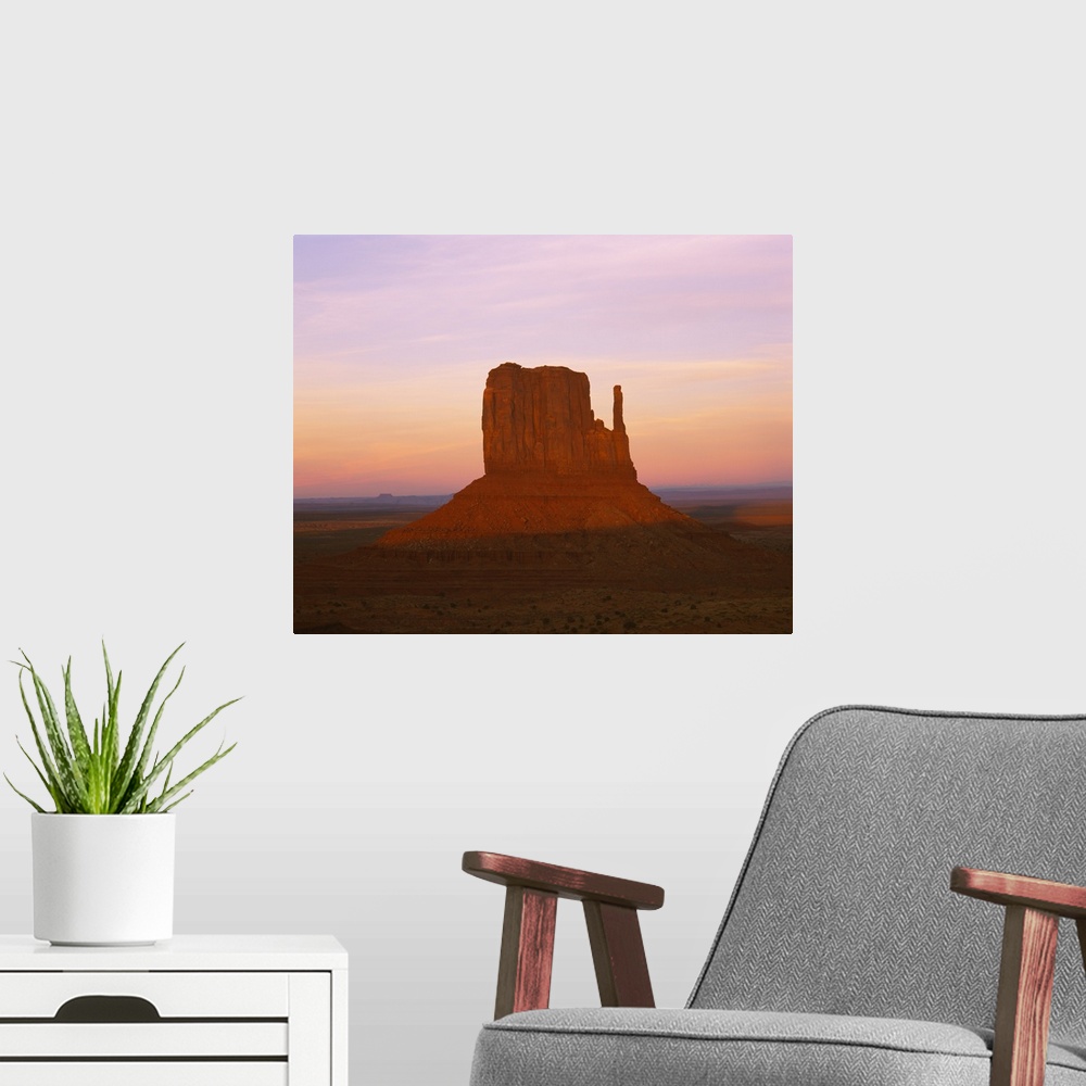 A modern room featuring Rock formations on a landscape, West Mitten, Monument Valley Tribal Park, Navajo, Arizona