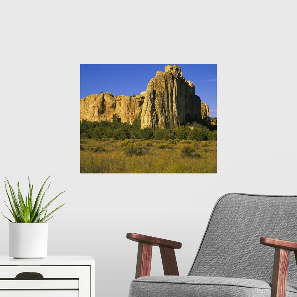 A modern room featuring Rock on a landscape, Inscription Rock, Ramah Navajo Indian Reservation, El Morro National Monumen...