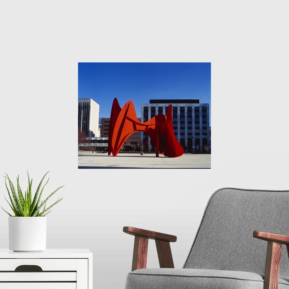 A modern room featuring Sculpture in front of a building, Alexander Calder Sculpture, Grand Rapids, Michigan
