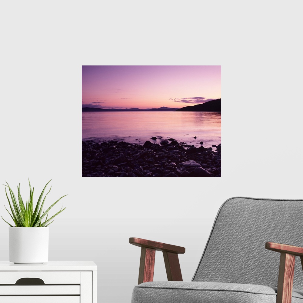 A modern room featuring View from Applecross to the Isle Of Skye at sunset, Inner Hebrides, Scotland
