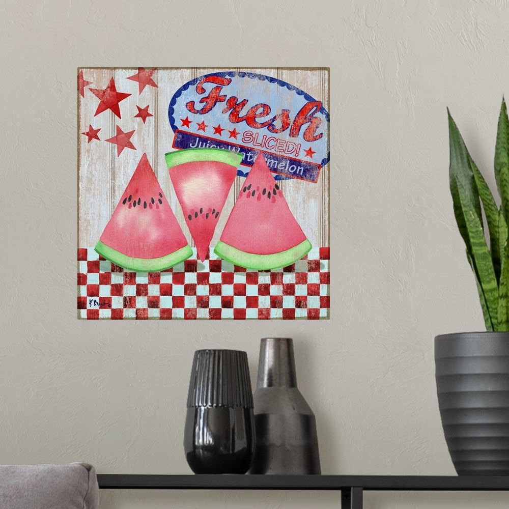 A modern room featuring Juicy Watermelon I
