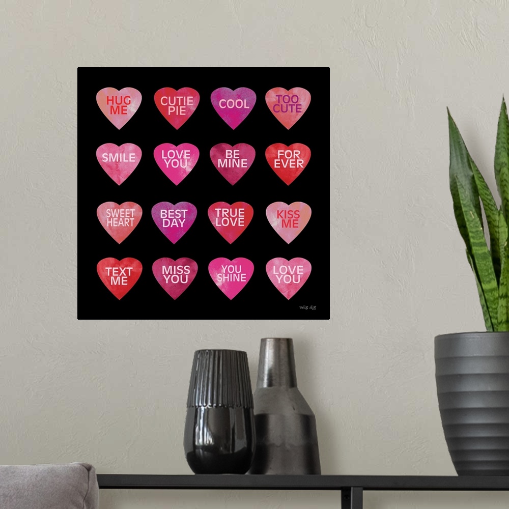 A modern room featuring Be Mine Hearts II