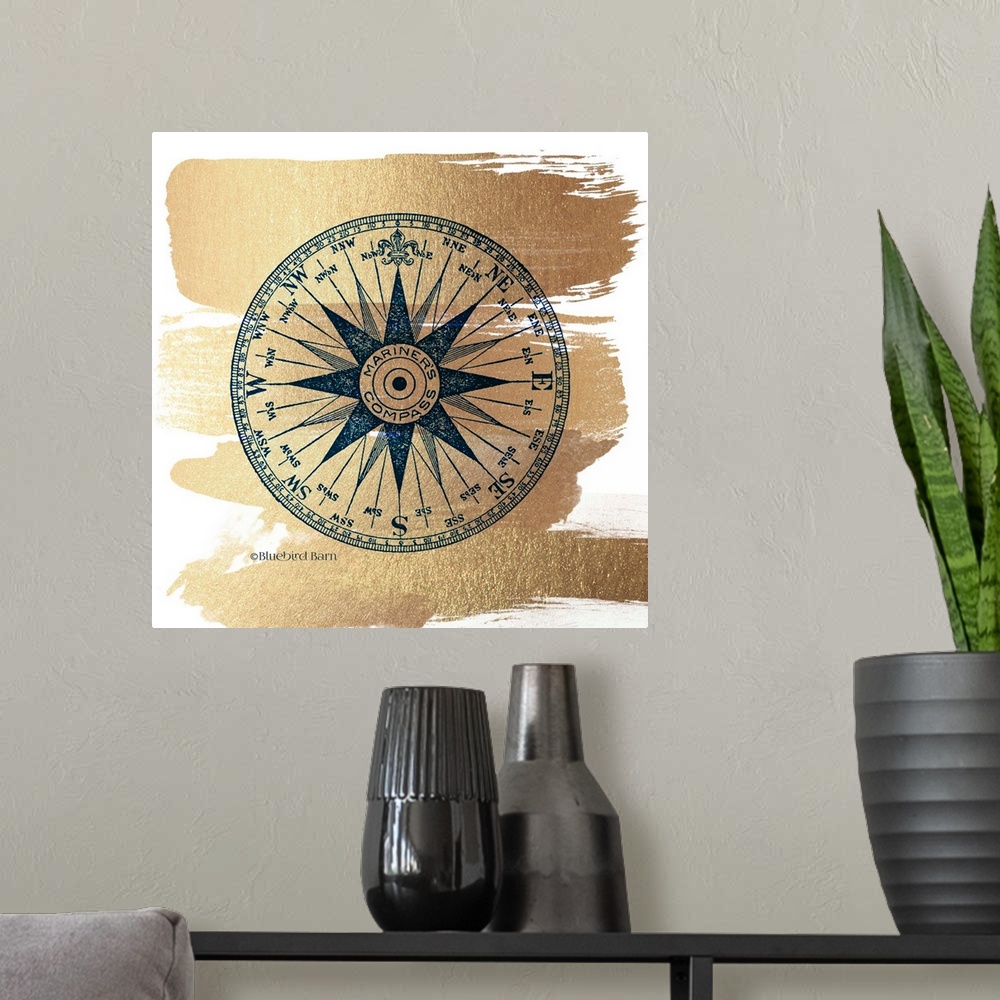 A modern room featuring Brushed Gold Compass Rose