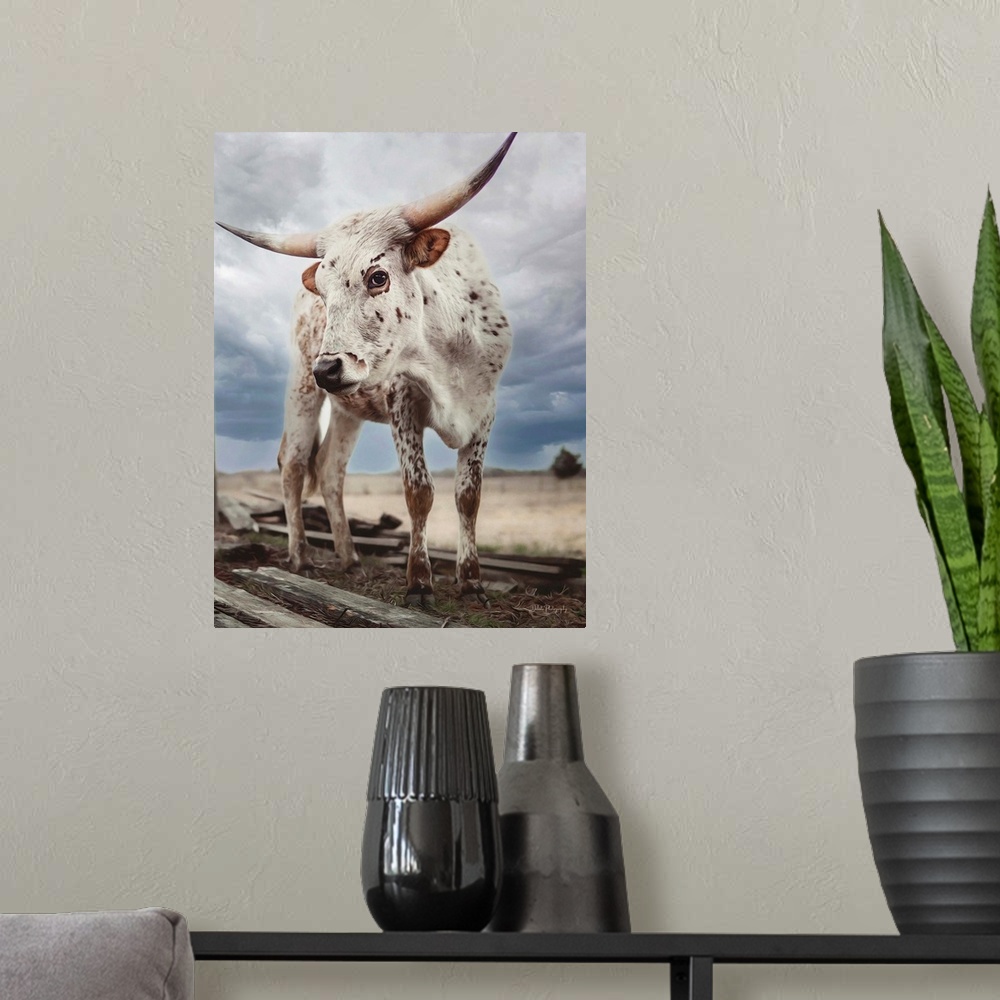A modern room featuring Cloudy Day Cow