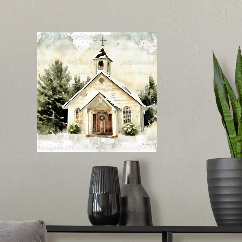 A modern room featuring Country Church At Christmas I