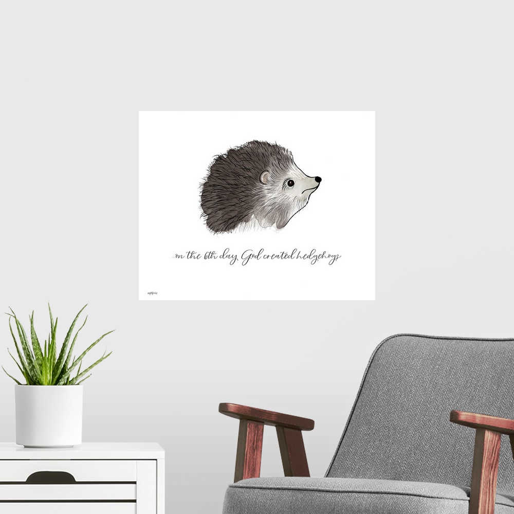 A modern room featuring God Created Hedgehogs