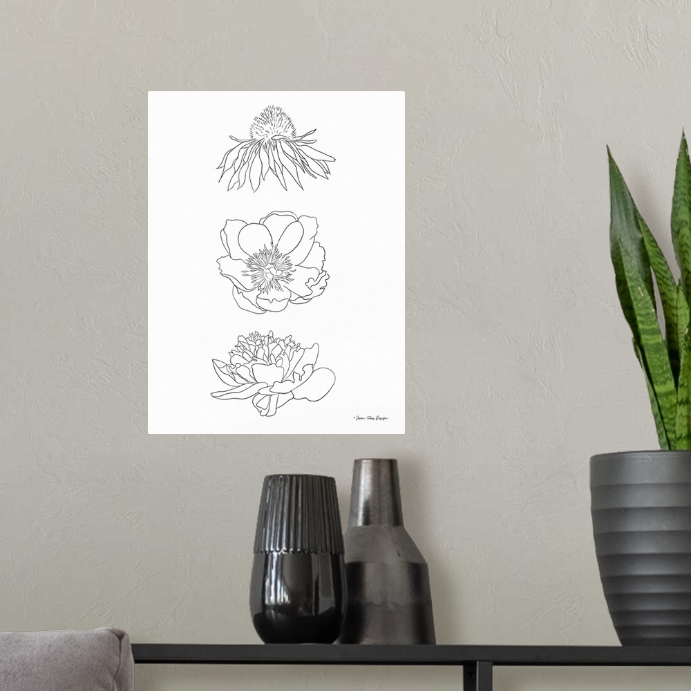 A modern room featuring Hand Drawn Flowers