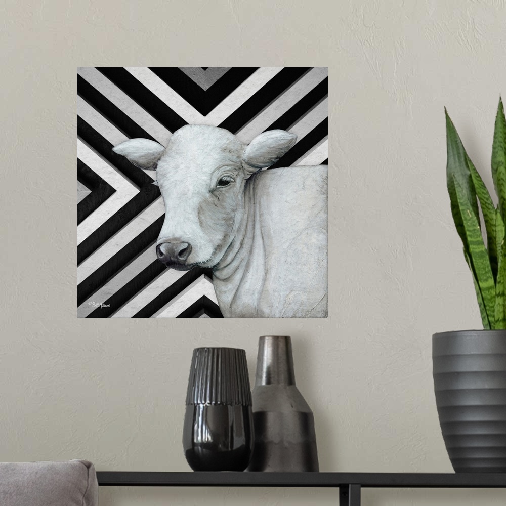 A modern room featuring January Cow II