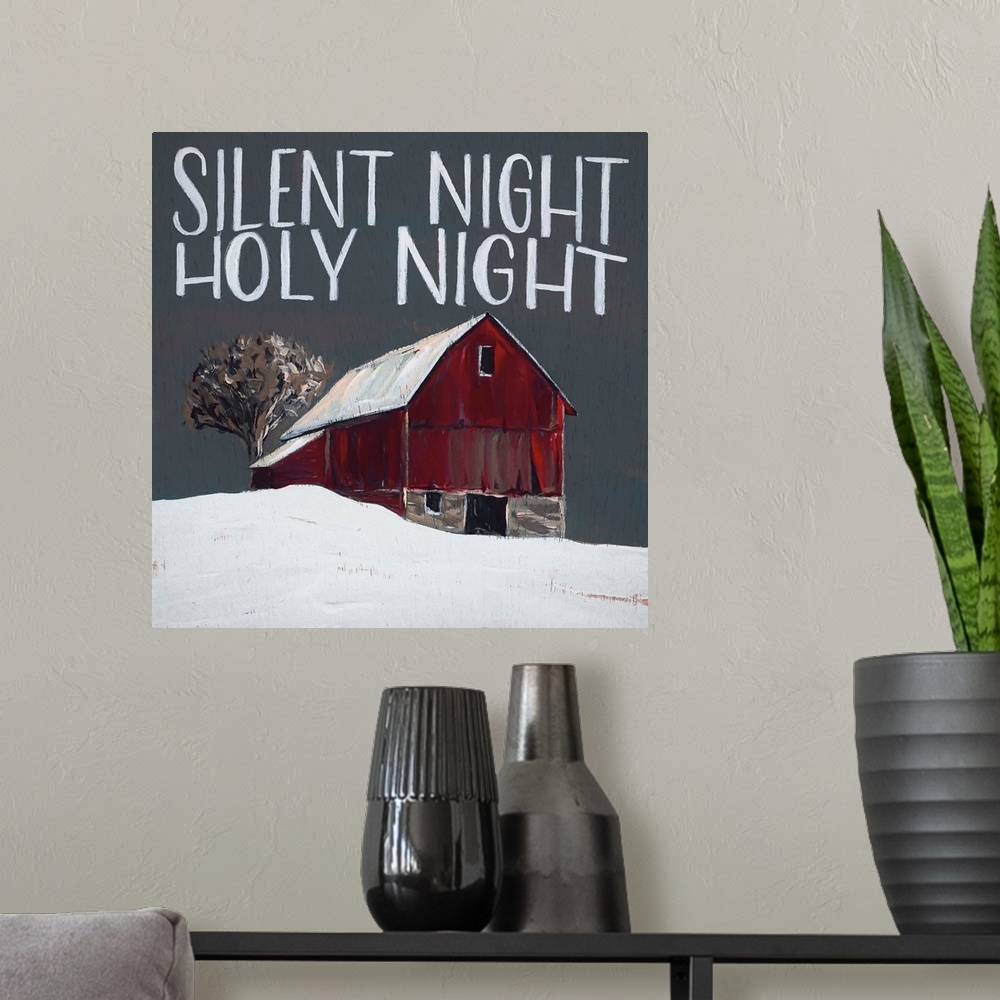 A modern room featuring Silent Night Holy Night