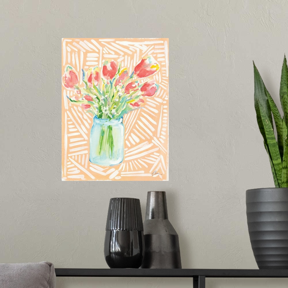 A modern room featuring Spring Tulips