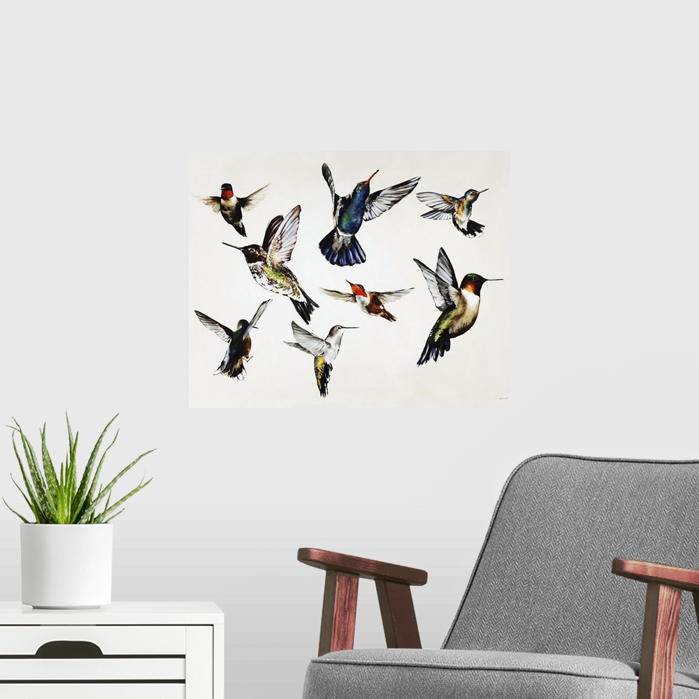 A modern room featuring Bevy of Birds