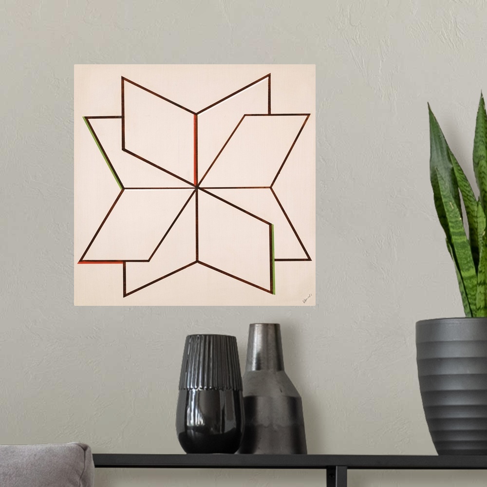 A modern room featuring Contemporary painting of a geometric shape.