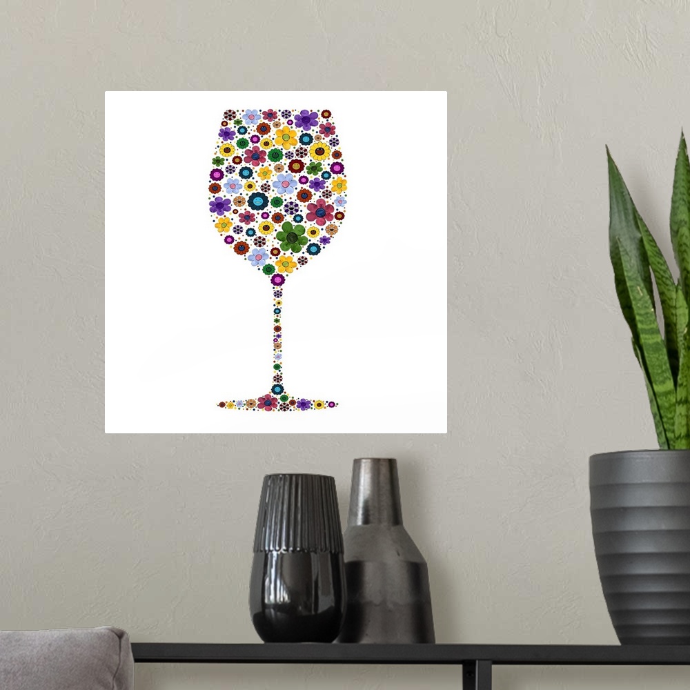 A modern room featuring Wine Glass Party II