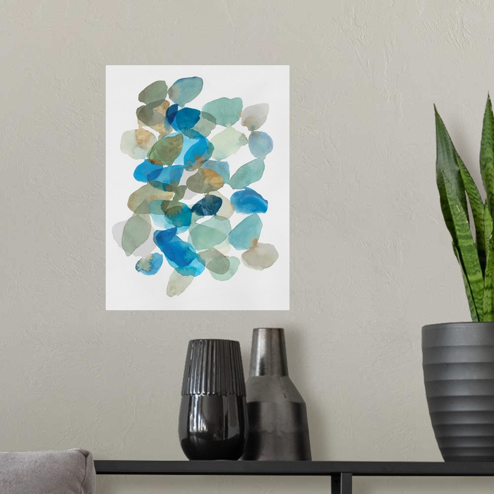 A modern room featuring Blue Inky Pebbles I