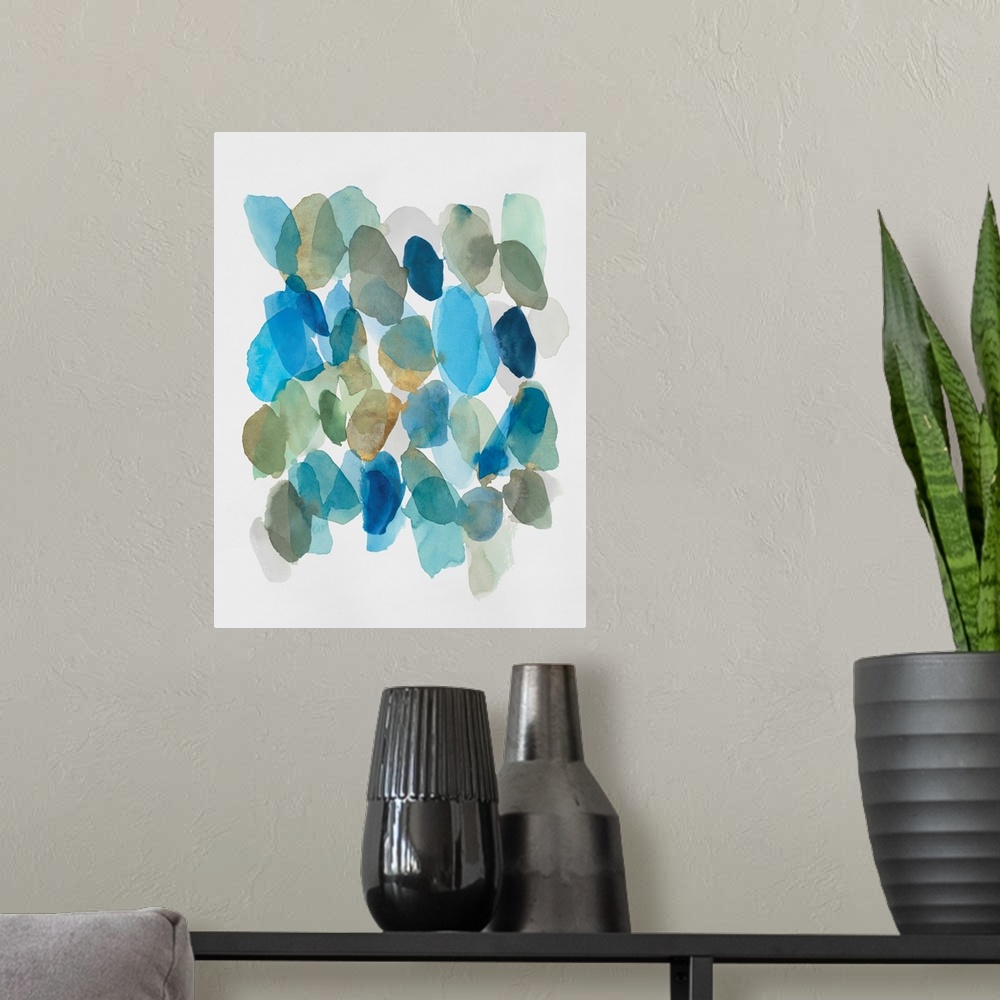 A modern room featuring Blue Inky Pebbles II