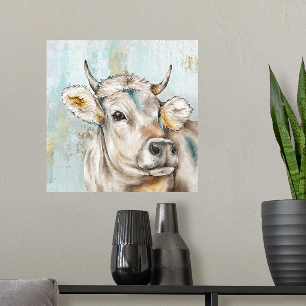 A modern room featuring Headstrong Cow I