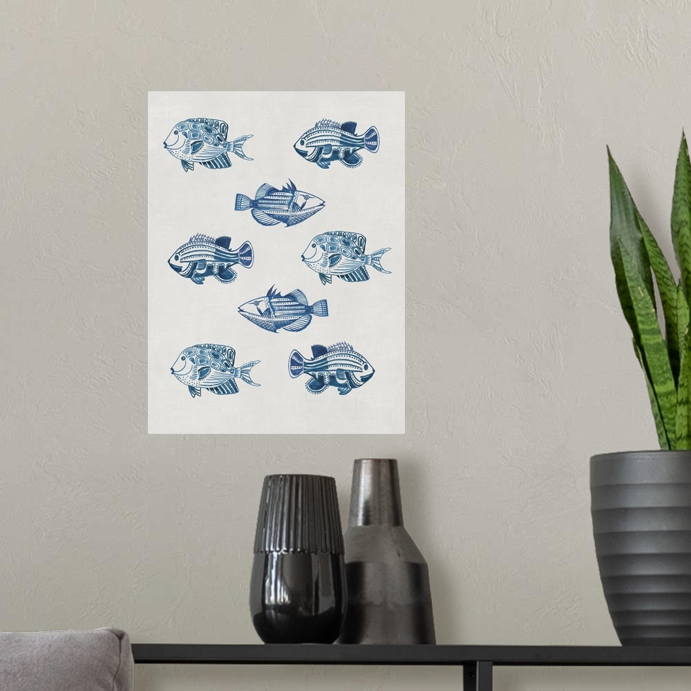A modern room featuring Indigo Fishes