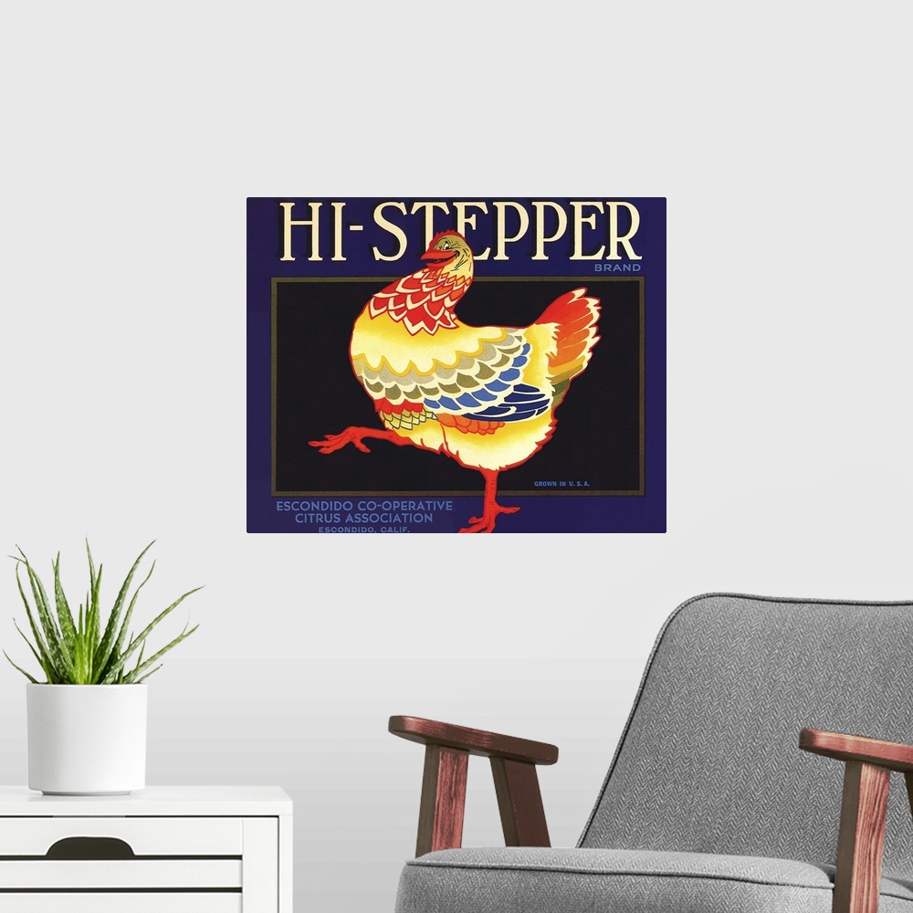 A modern room featuring Hi-Stepping Chicken